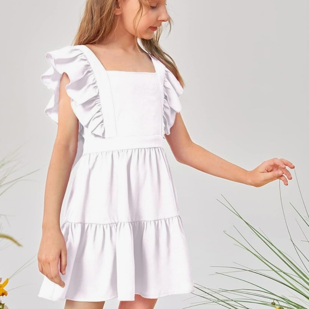 Cute Square Neck Sleeveless Bow Back Dress